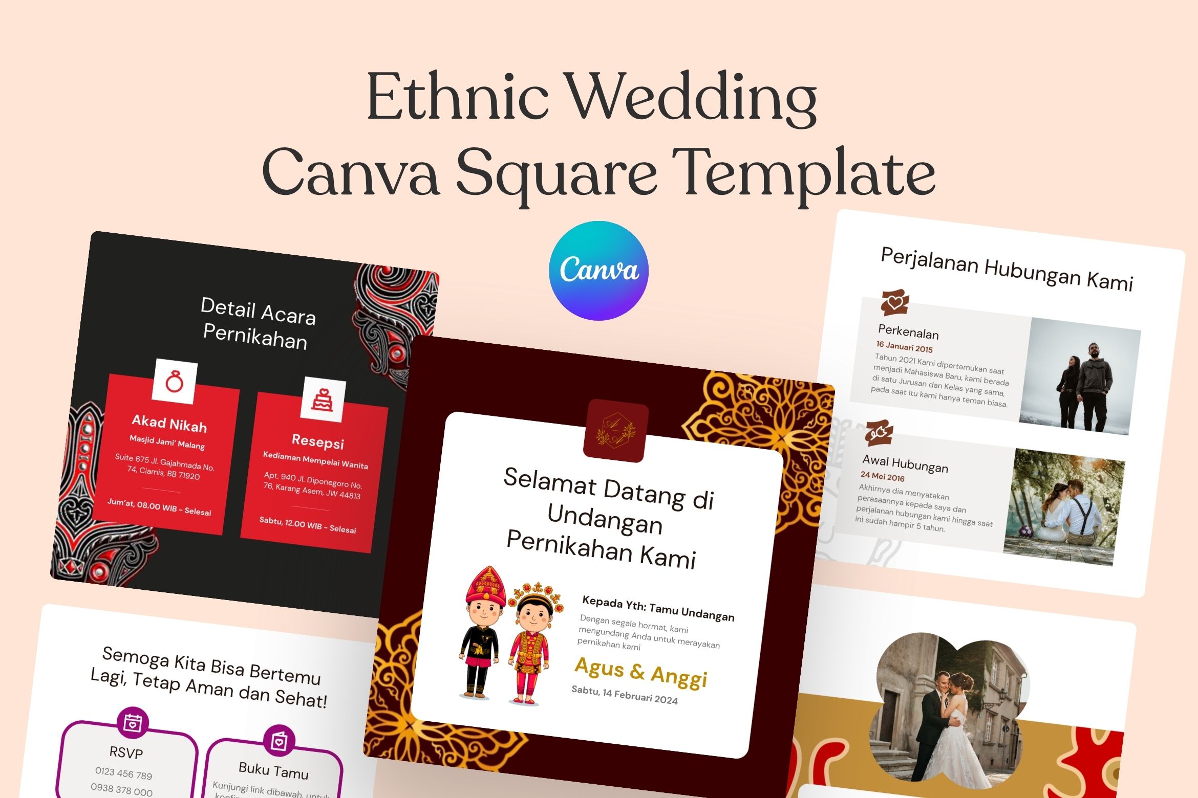 Ethnic - Wedding Canva Square Template