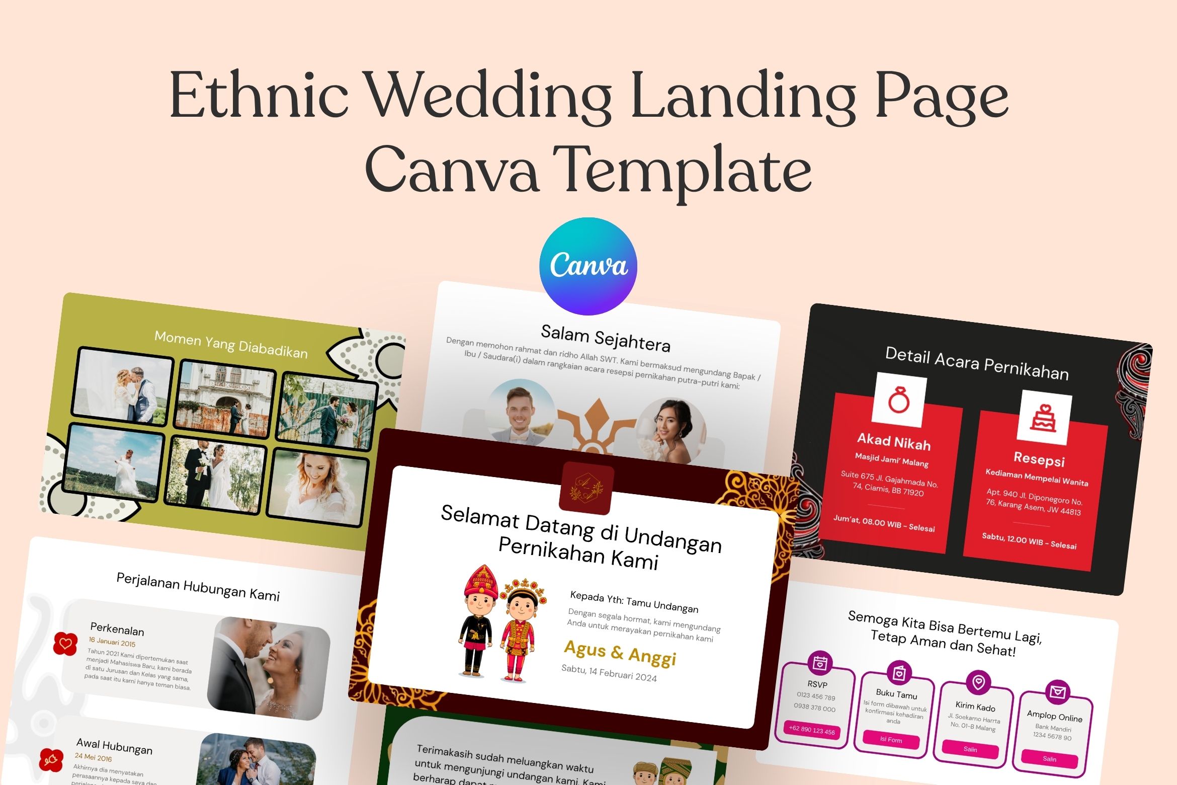 Ethnic - Wedding Landing Page Canva Template