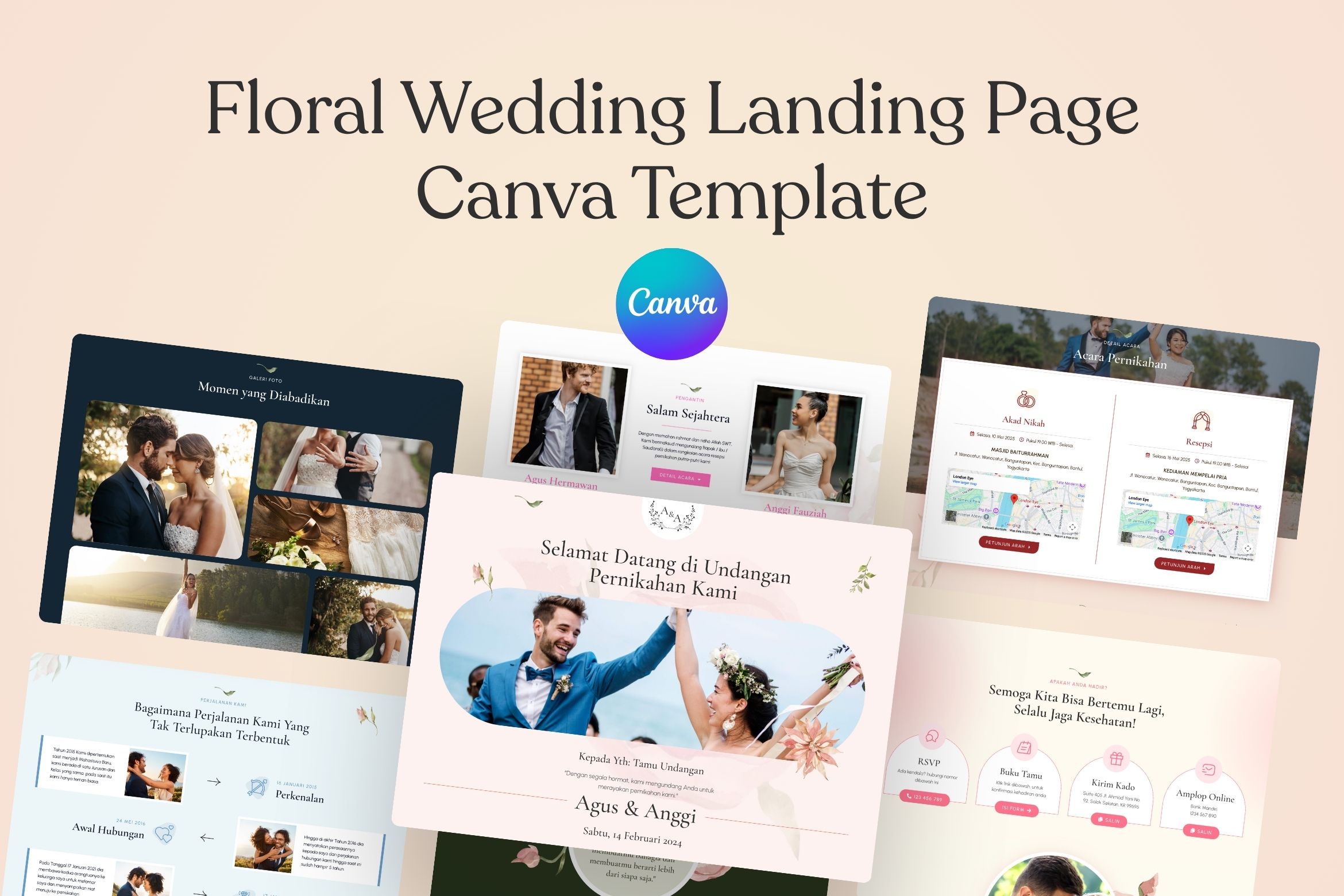 Floral - Wedding Landing Page Canva Template