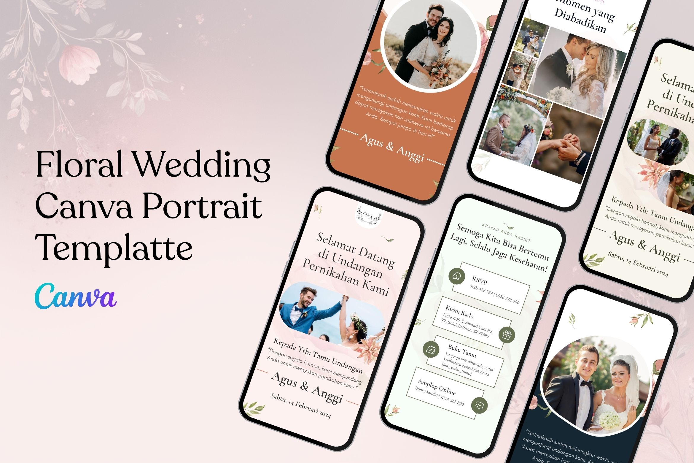 Floral - Wedding Canva Portrait Template