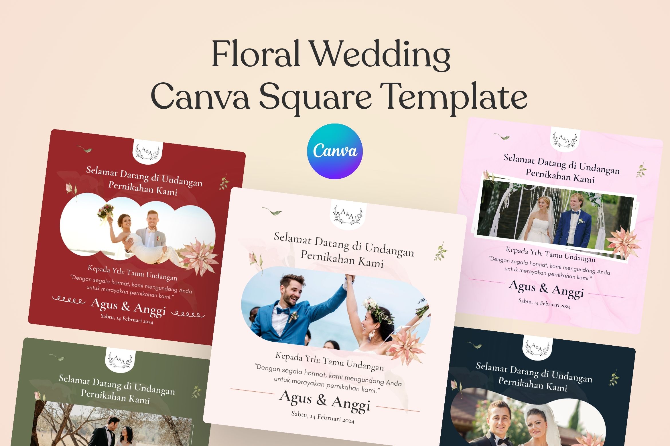Floral - Wedding Canva Square Template